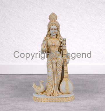 Saraswati Standing with Veena – Yellow Finish