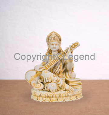DSC_1770 Saraswati Seated with Vena - Yellow Finish - Image 1
