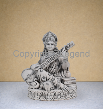 DSC_1776 Saraswati Seated with Vena – Grey Finish - Image 1