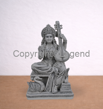 DSC_1794 Saraswati - Seated Playing Sitar – Grey Finish - Image 1
