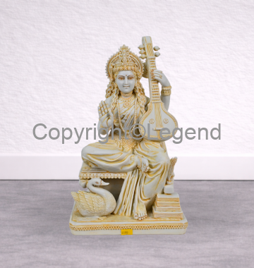 DSC_1798 Saraswati - Seated Playing Sitar – Yellow Finish - Image 1