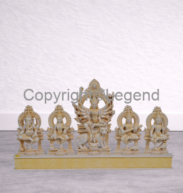 DSC_2194 Durga Ma with Family Seated- Yellow Finish - Image 1
