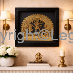 Durga Ma (Framed) – Dokra style made of Marble Dust (small)