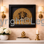 Durga Ma (Framed) – Dokra style made of Marble Dust (small) - Image 2