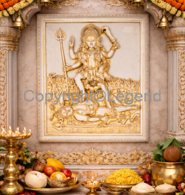 DSC_2239 Kali Ma Standing On Shiva- Plaque YELLOW Finish - Image 1