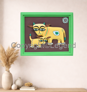 DSC_2404 Cow and Calf- (Jamini Roy) Painting - Image 1