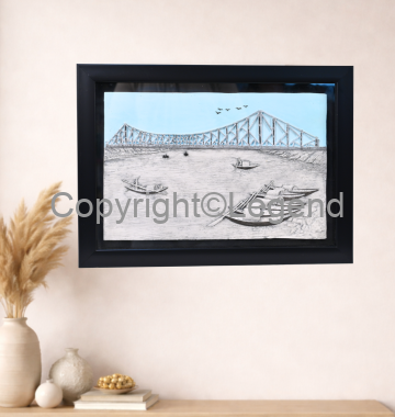 DSC_2414 Howrah Bridge- Painting (Black and White) - Image 1