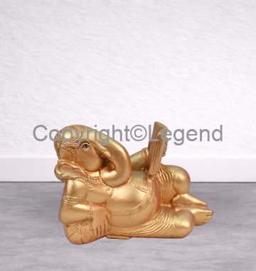 DSC_1658 Ganesh Reading Gold Finish - Image 1