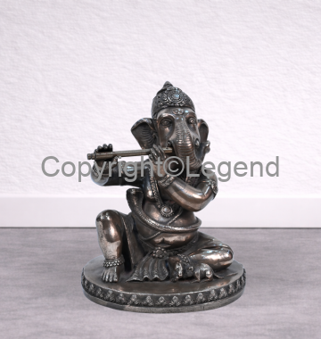 DSC_1726 Ganesh Playing Flute (Small) Brass Alloy - Image 1